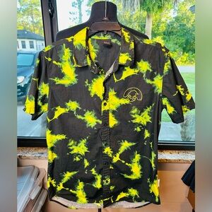 Disney Our Universe Black Yellow Oogie Boogie Button Down  Shirt Size large